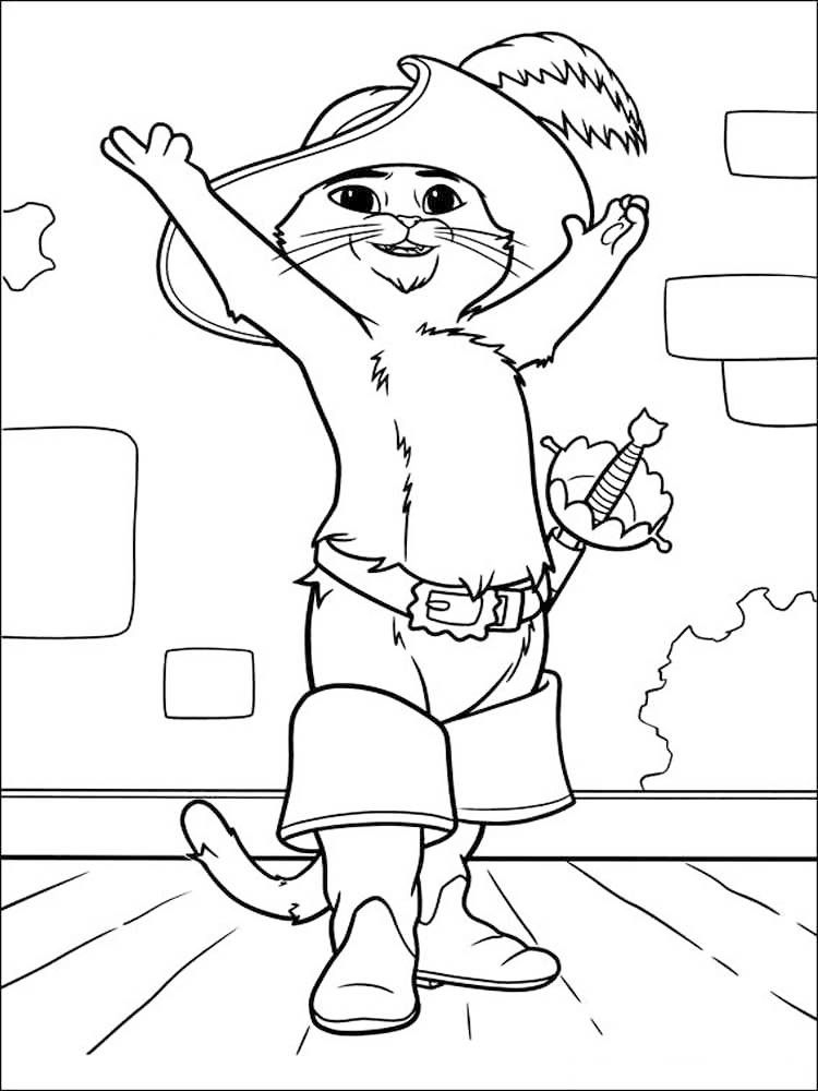 Puss In Boots Performing Coloring Page