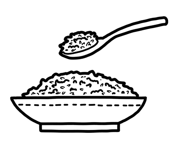 Rice And Spoon Coloring Page