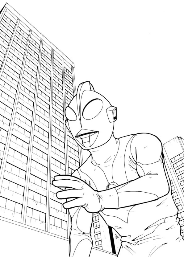 Ultraman City Scene Coloring Page