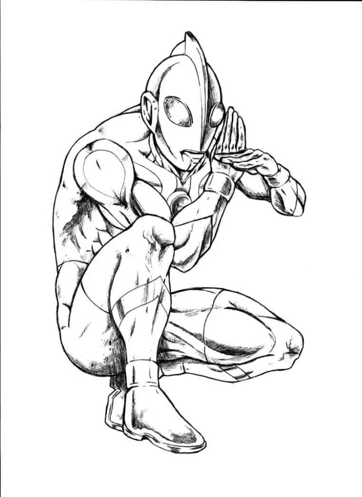 Ultraman Crouches Coloring Page