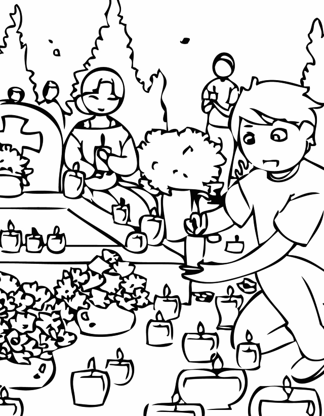 All Saints Day Candles Coloring Page