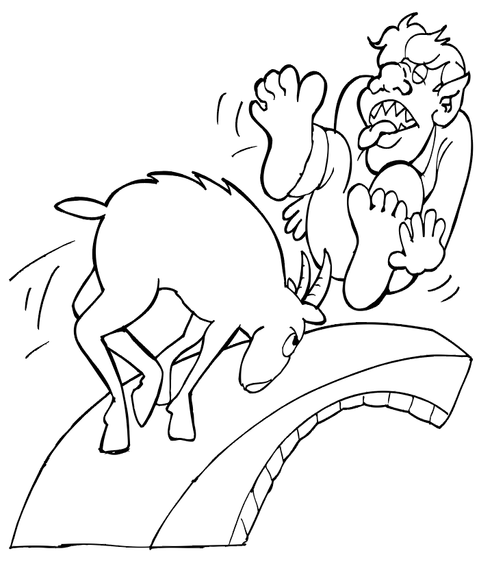 Billy Goat Fights The Troll Coloring Page