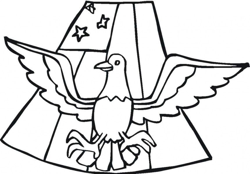 Eagle And Flag Coloring Page