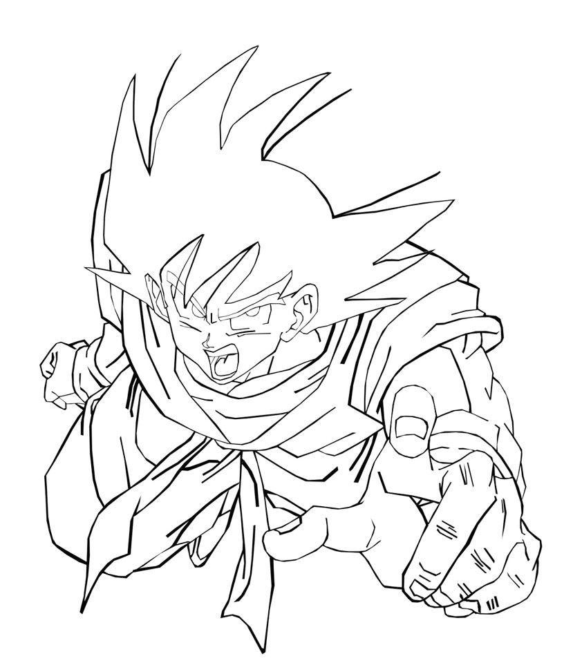 Goku Yells Coloring Page