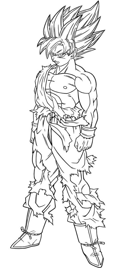 Goku With Torn Clothes Coloring Page