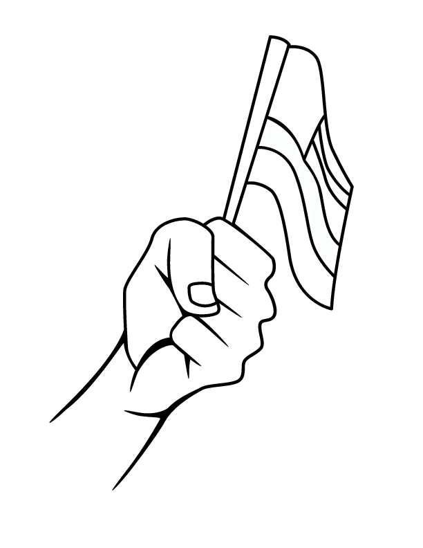 Hand Holding Flag Coloring Page