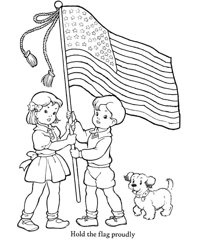 Hold The Flag Proudly Veterans Day Coloring Page