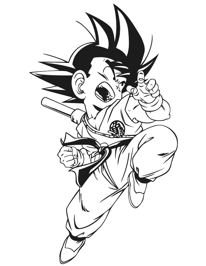 Kid Goku Fighting Coloring Page