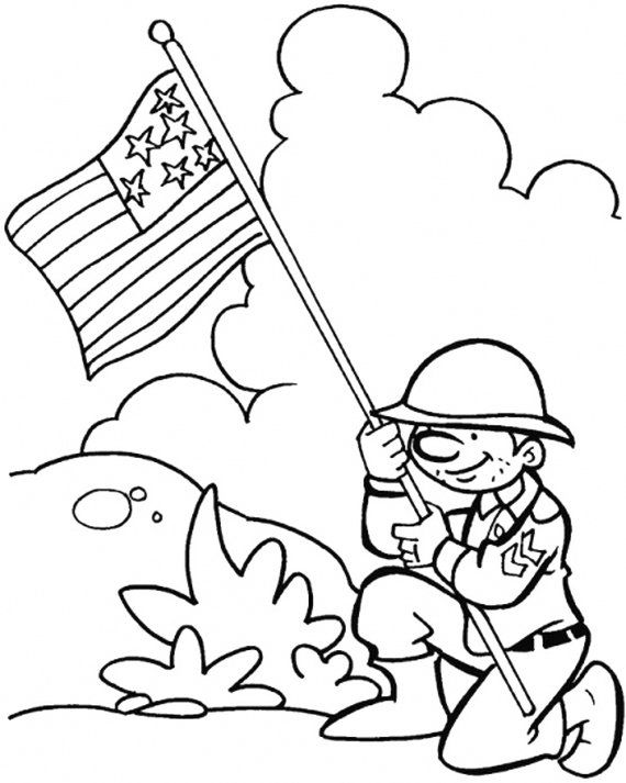 Kneel For Veterans Coloring Page