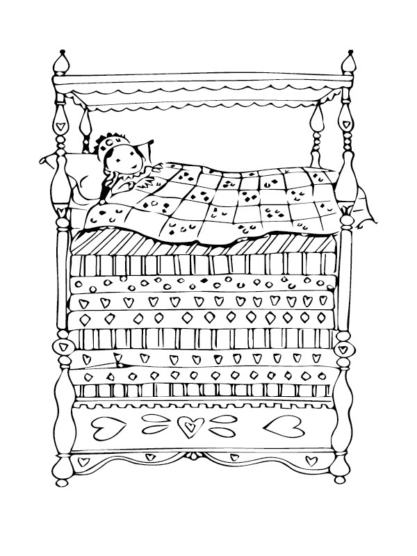 Princess And The Pea Coloring Page