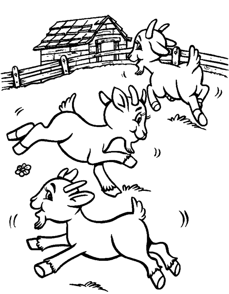 Three Billy Goats Coloring Page