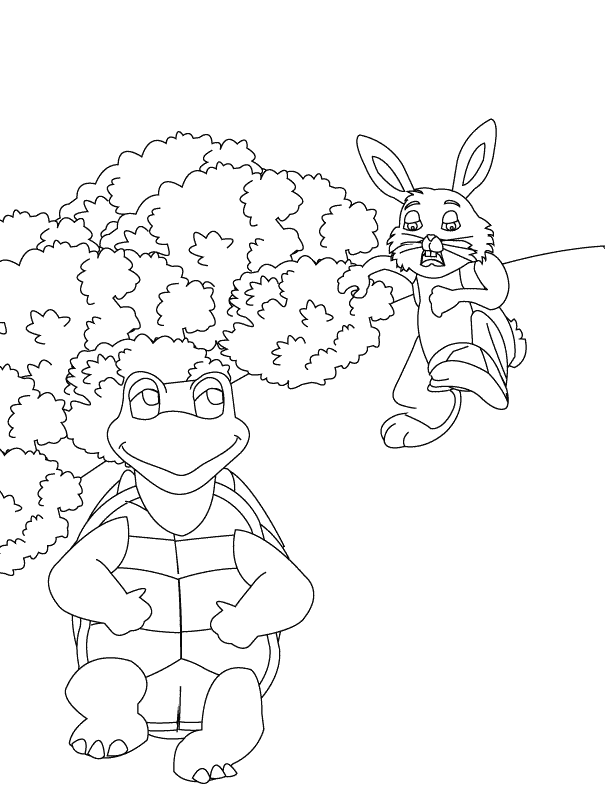 Tortoise And Hare Coloring Page