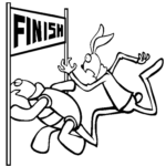 Tortoise And Hare At The Finish Line Coloring Page