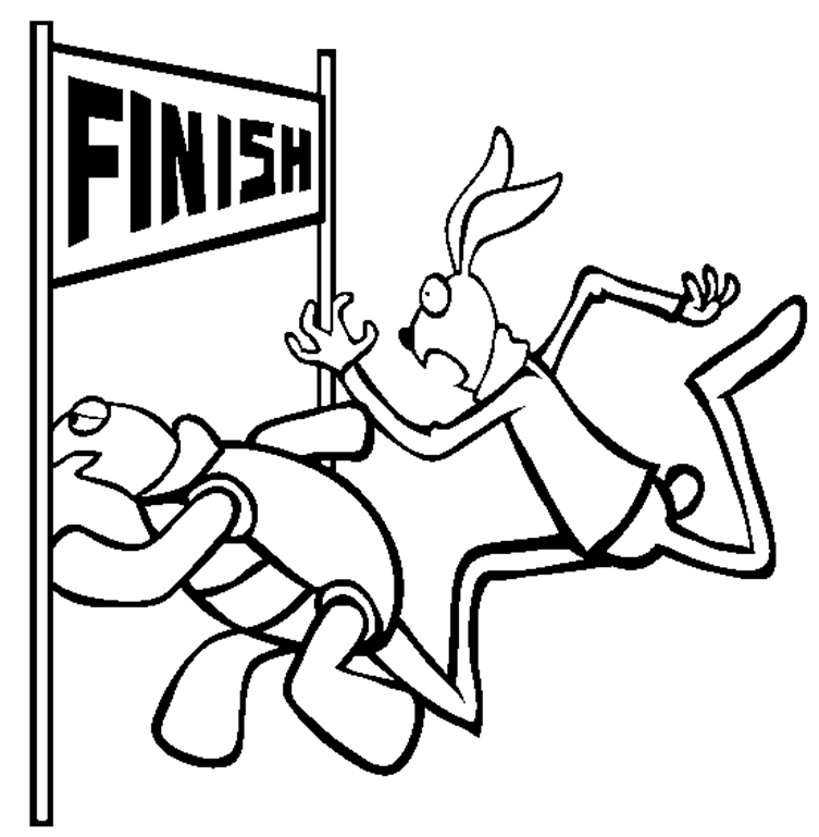 Tortoise And Hare At The Finish Line Coloring Page