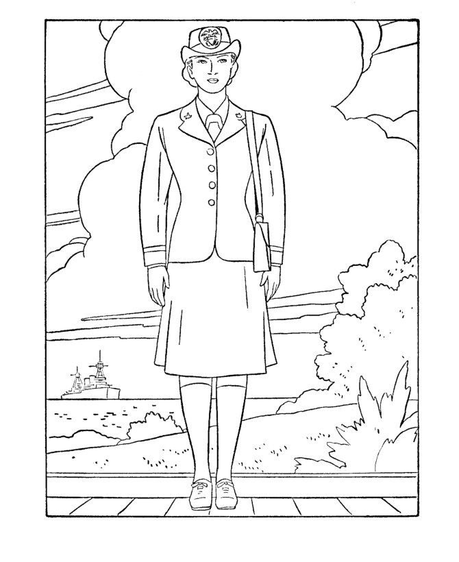 Women Veteran Coloring Page