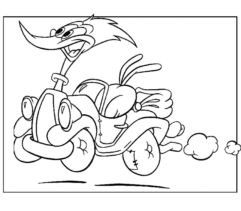 Woody Woodpecker Car Coloring Page