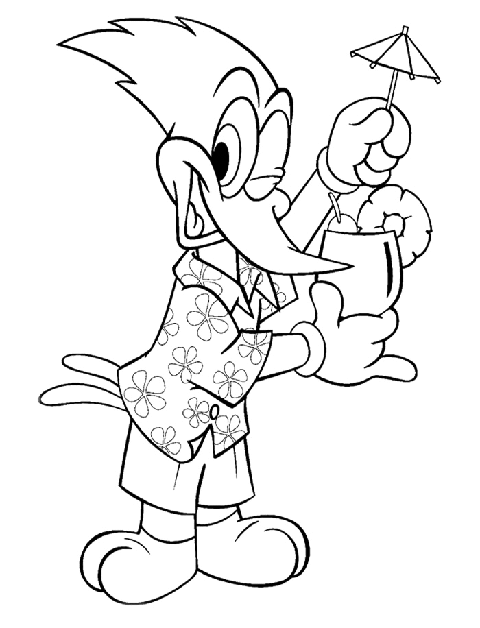 Woody Woodpecker Funny Jacket Coloring Page