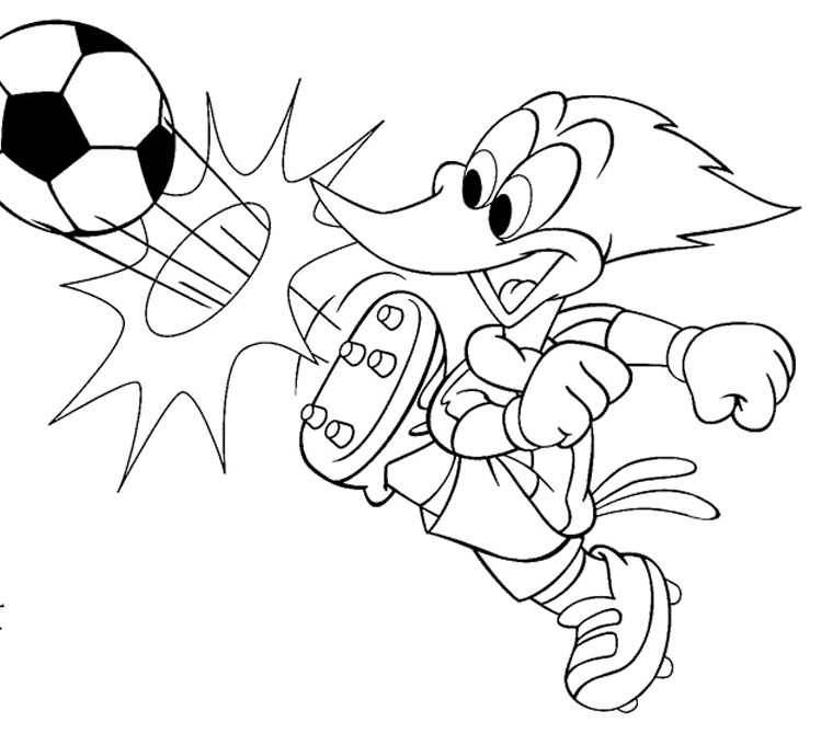 Woody Woodpecker Plays Soccer Coloring Page