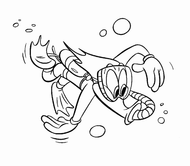 Woody Woodpecker Scuba Diving Coloring Page