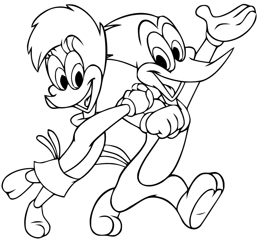 Woody And Winnie Woodpecker Coloring Page