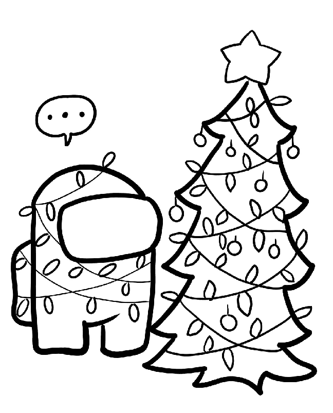 Among Us Christmas Lights Coloring Page