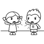 Angry Children Cartoon Coloring Page