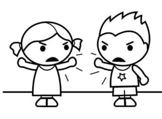 Angry Children Cartoon Coloring Page