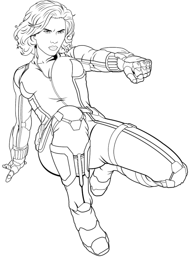 Black Widow Action Coloring Page