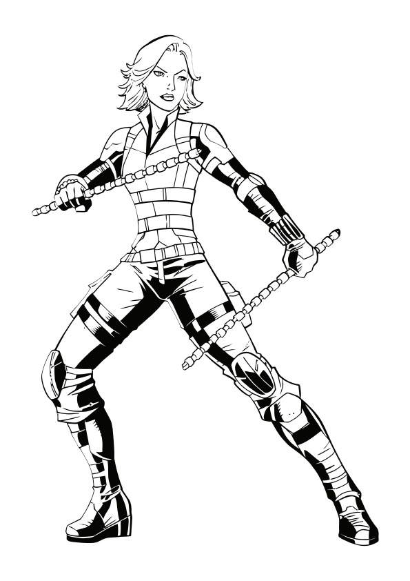 Black Widow Weapons Coloring Page