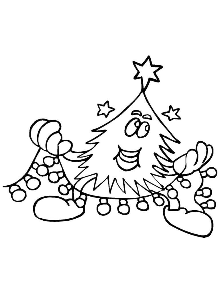 Christmas Tree Cartoon With Lights