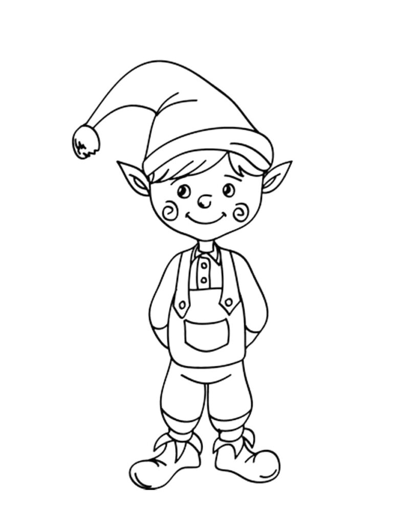 Cute Elf Coloring Page