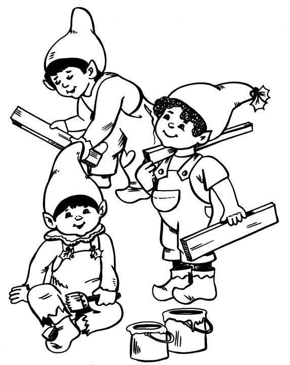 Elves Working Coloring Page