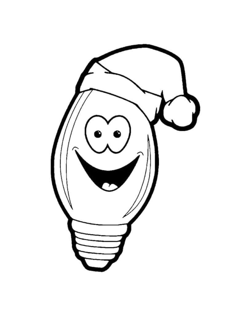 Happy Christmas Light Coloring Page