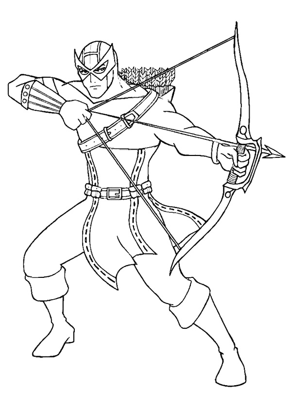 Hawkeye Taking Aim Coloring Page