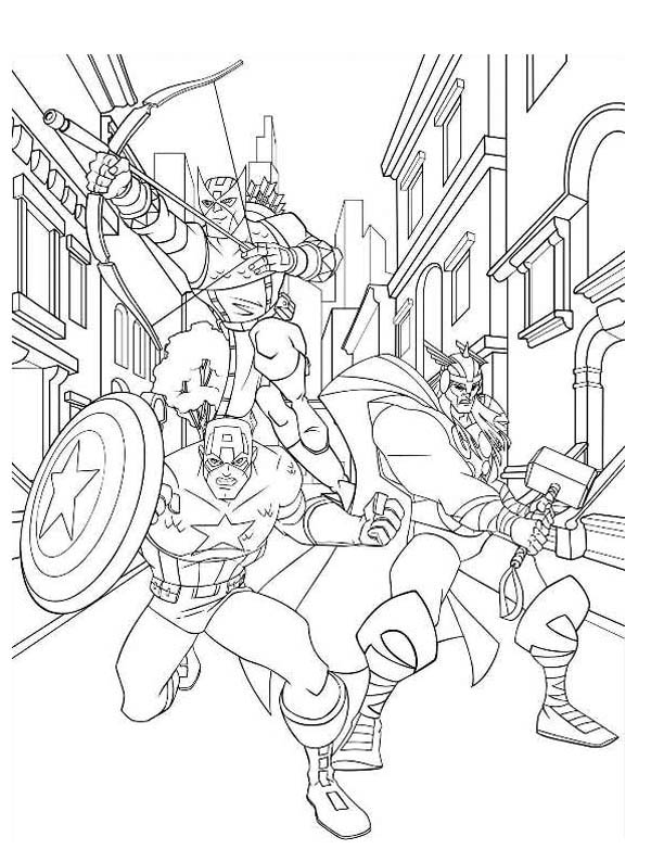 Hawkeye And Avengers Coloring Page