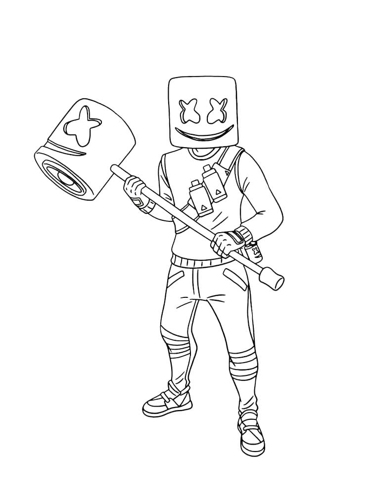 Marshmello Fortnite Coloring Page