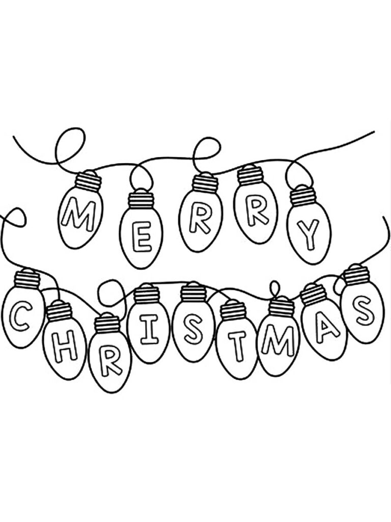 Merry Christmas Lights Coloring Page