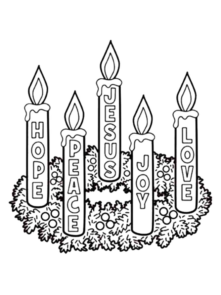 Advent Candle Wreath Coloring Page