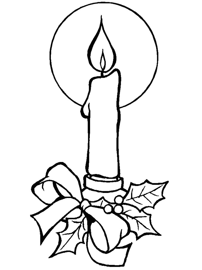 Bright Christmas Candle Coloring Sheet