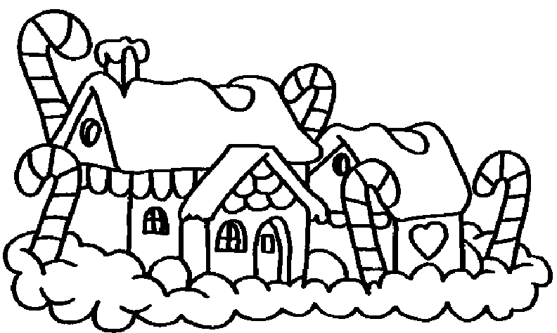 Candy Cane House Coloring Page