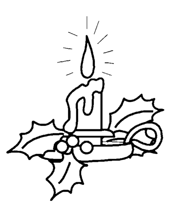 Christmas Candle In Holder Coloring Page