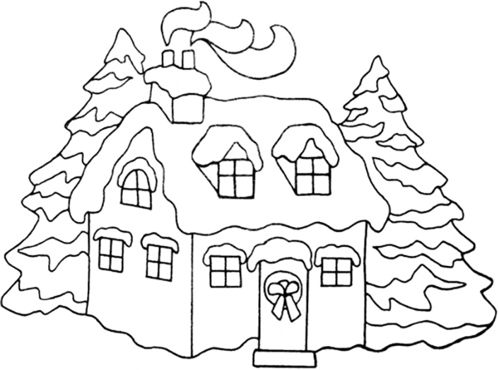 Christmas Village Coloring Page