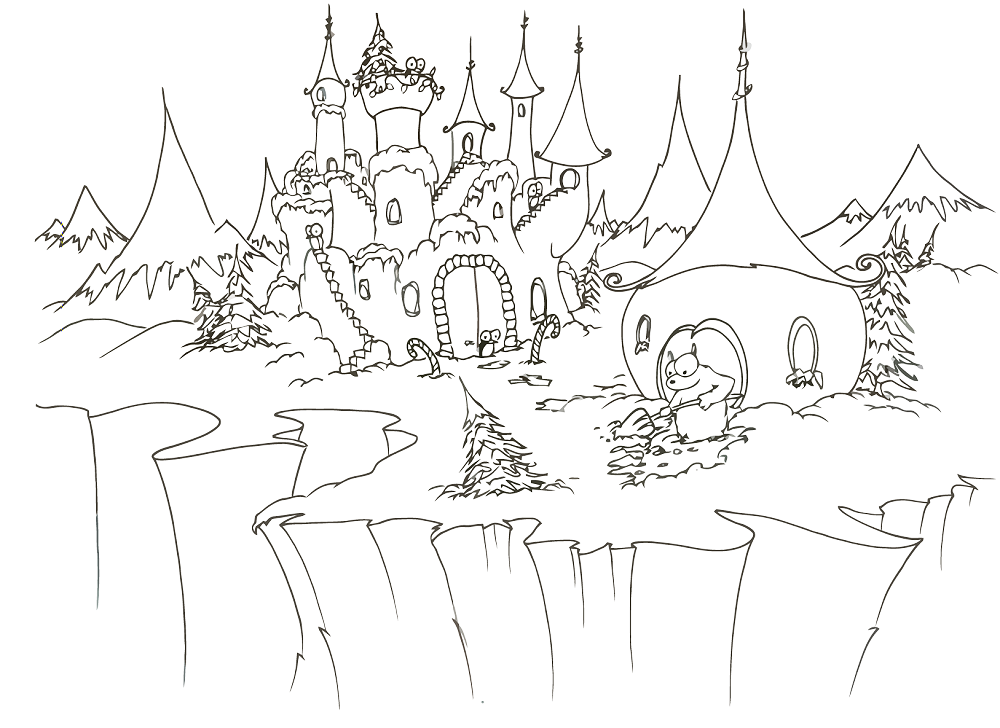 Fantasy Christmas Village Coloring Page