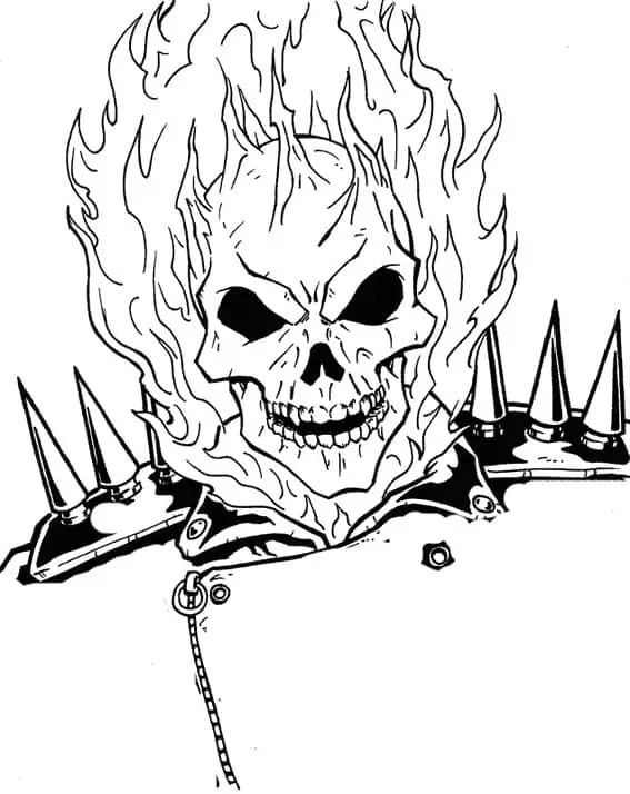 Flaming Head Ghost Rider Coloring Page