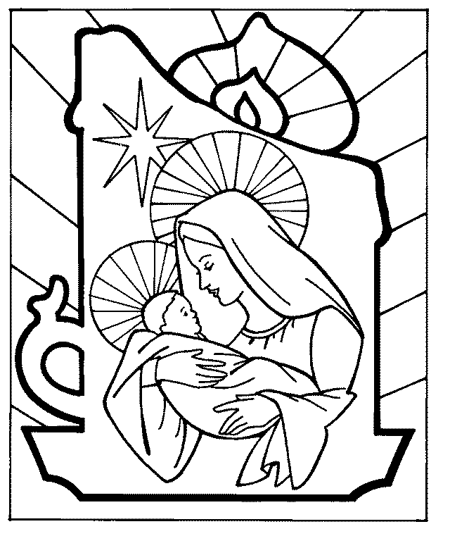 Mary And Jesus Candle Coloring Page