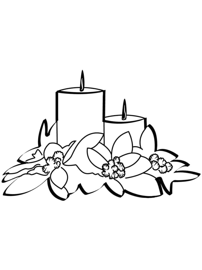 Poinsietta Christmas Candles Coloring