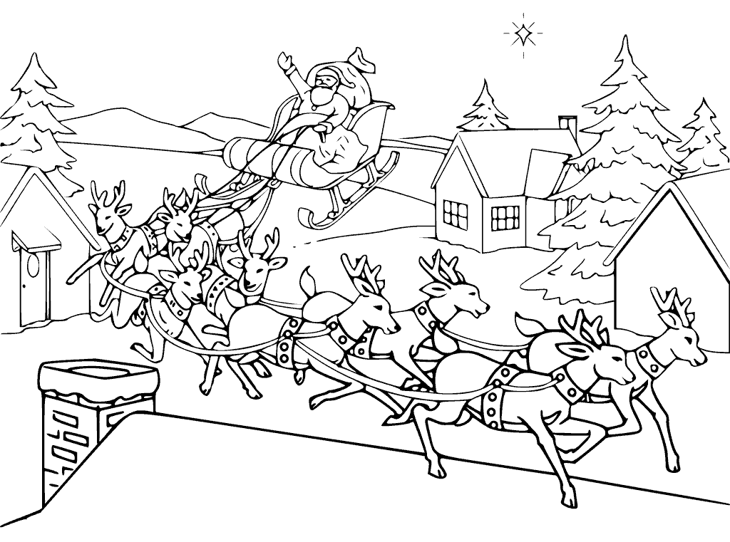 Santa Delivering Presents Coloring Page