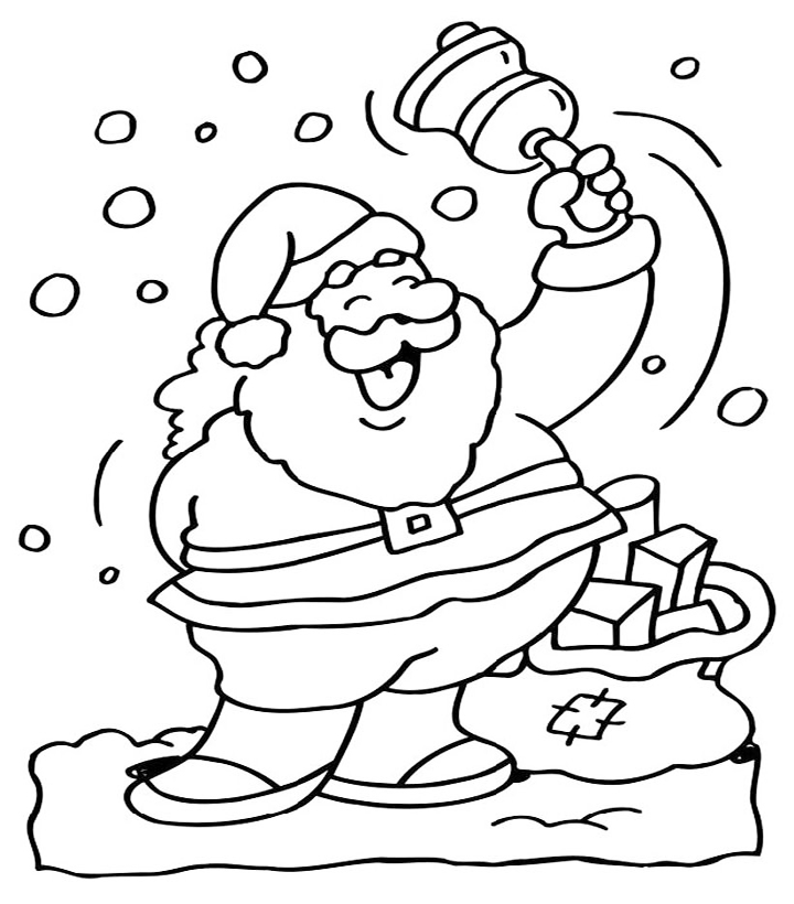 Santa Rings A Bell Coloring Page