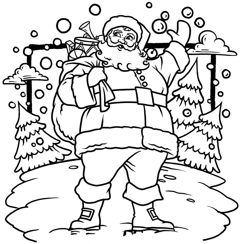 Santa In The North Pole Coloring Page