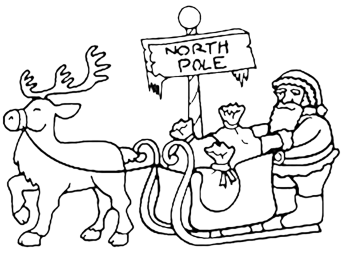 Santas Sleigh North Pole Coloring Page